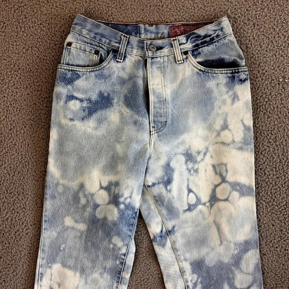 Vintage Levis 501 Jeans Womens 28 x 31 Acid Wash 80s Button Fly High Waist - Picture 3 of 16